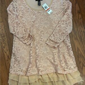 H&M Floral Lace Blouse in Blush